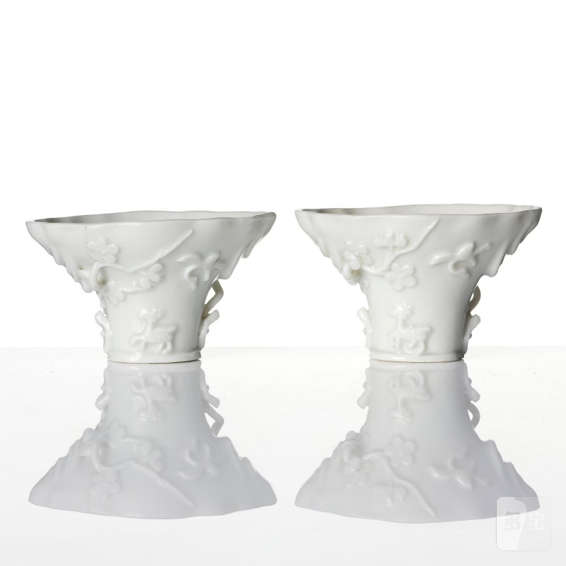 Two blanc de chine rhinoceros libation cups, - 图8